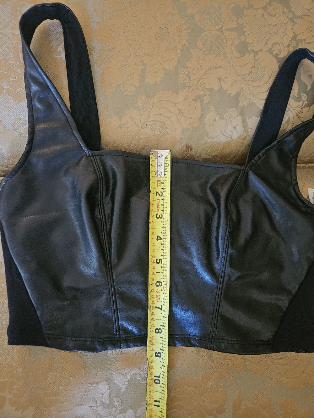 NWOT Free People Black Faux Leather Crop Tank - Picture 10 of 12